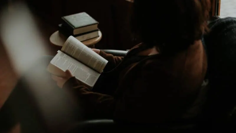 A woman reading a book
