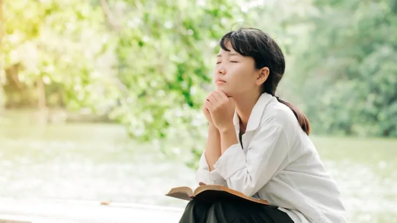 Lady meditating