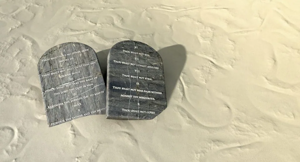 The ten commandments in stone