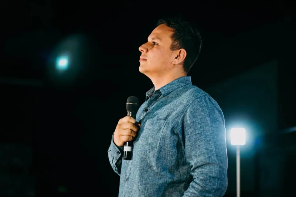Man holding a microphone