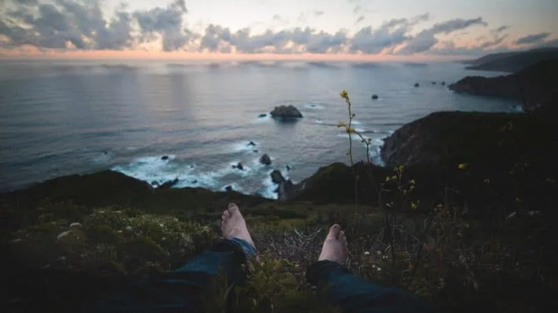 A person relaxing on the grass